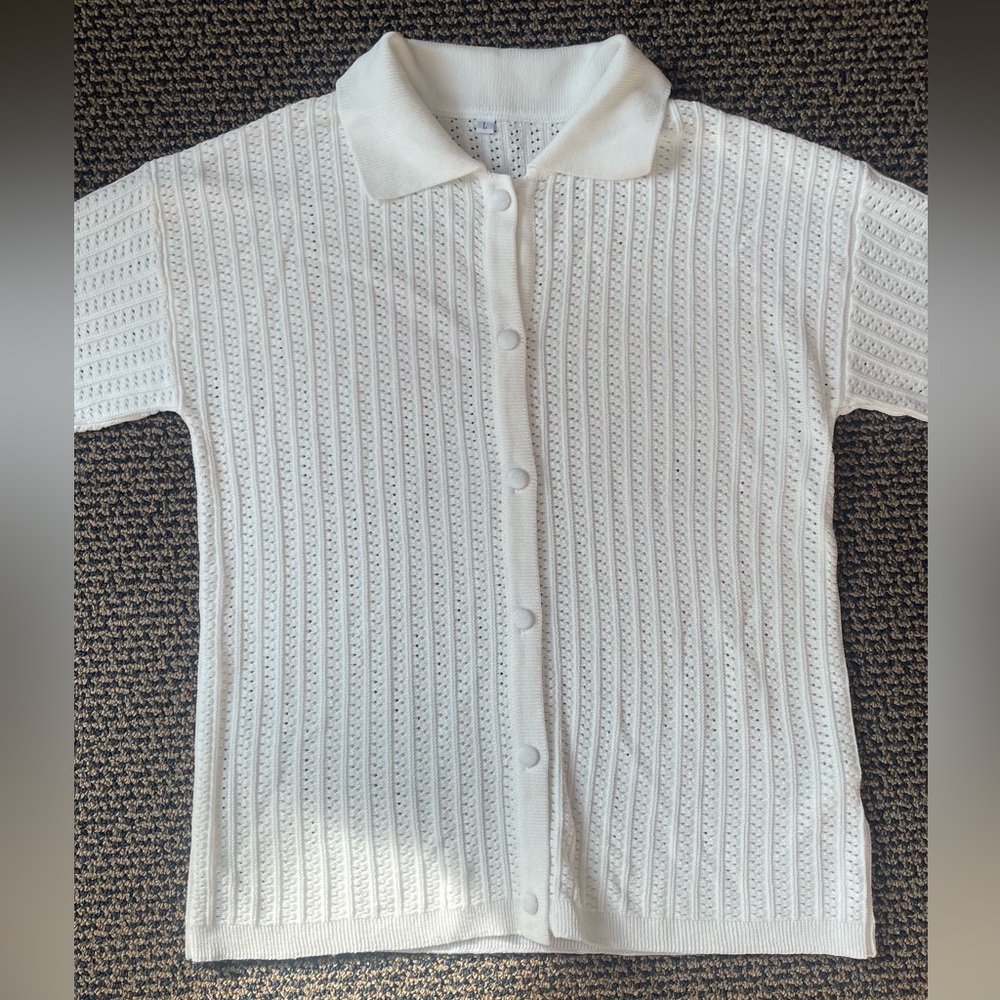 White Button-Up Knit Top